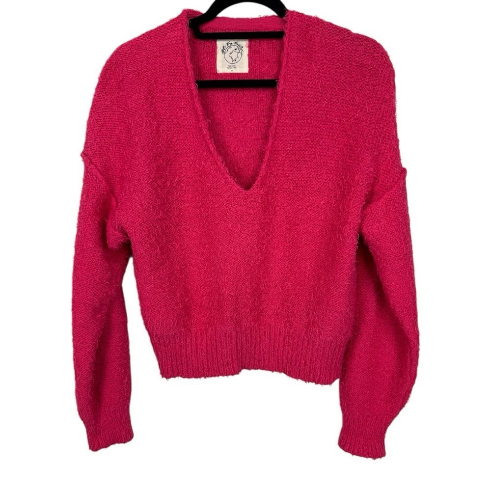 Free People we The Free Theo V Neck Sweater Pink sz Small